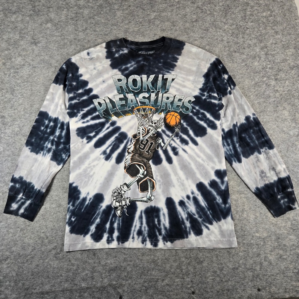 Pleasures x Rokit Skeleton Basketball Tie Dye Long Sleeve T-Shirt Medium